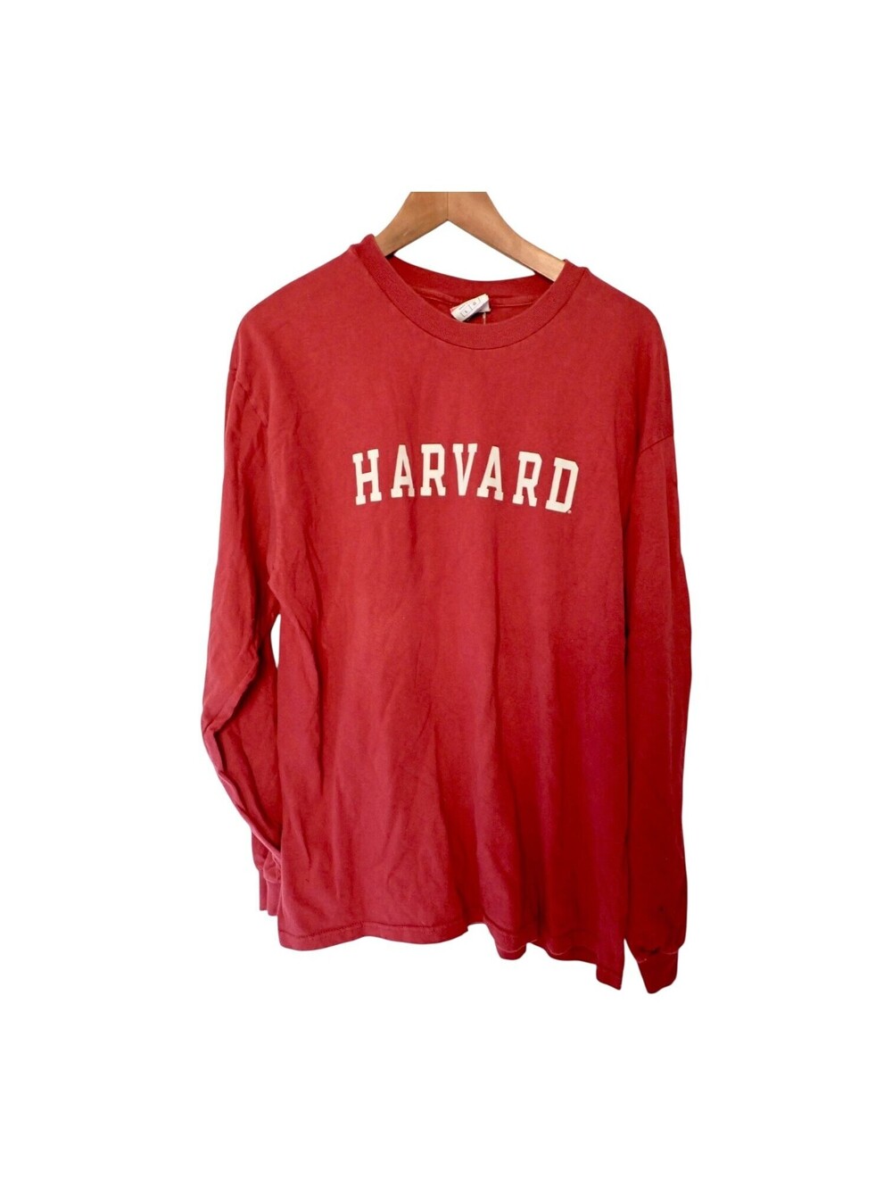 Vintage Champion Harvard Long Sleeve Shirt Large Crimson Crewneck Collegiate Tee